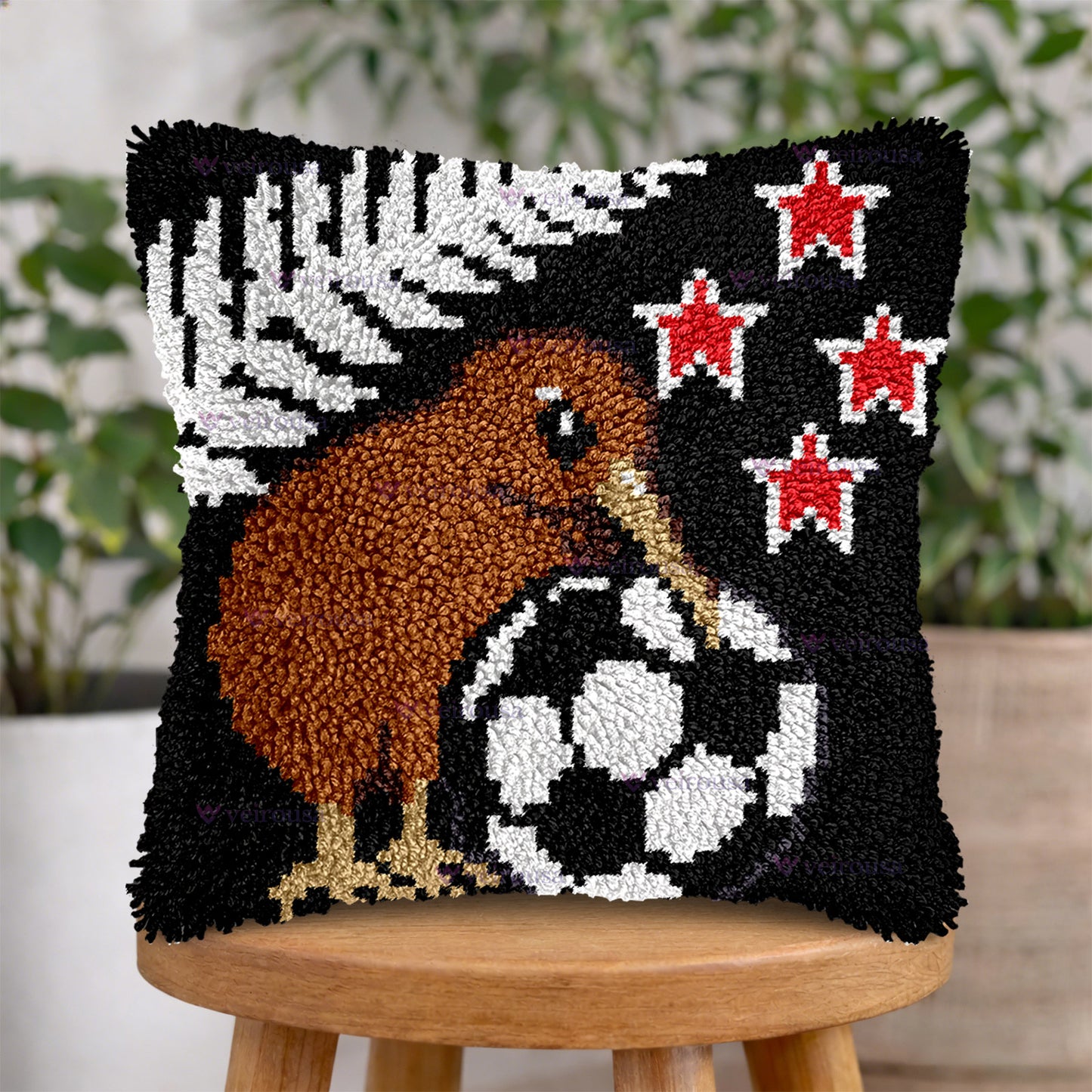 Veirousa New Zealand Kiwi Soccer Latch Hook Pillow Kits