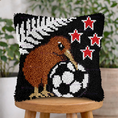 Veirousa New Zealand Kiwi Soccer Latch Hook Pillow Kits