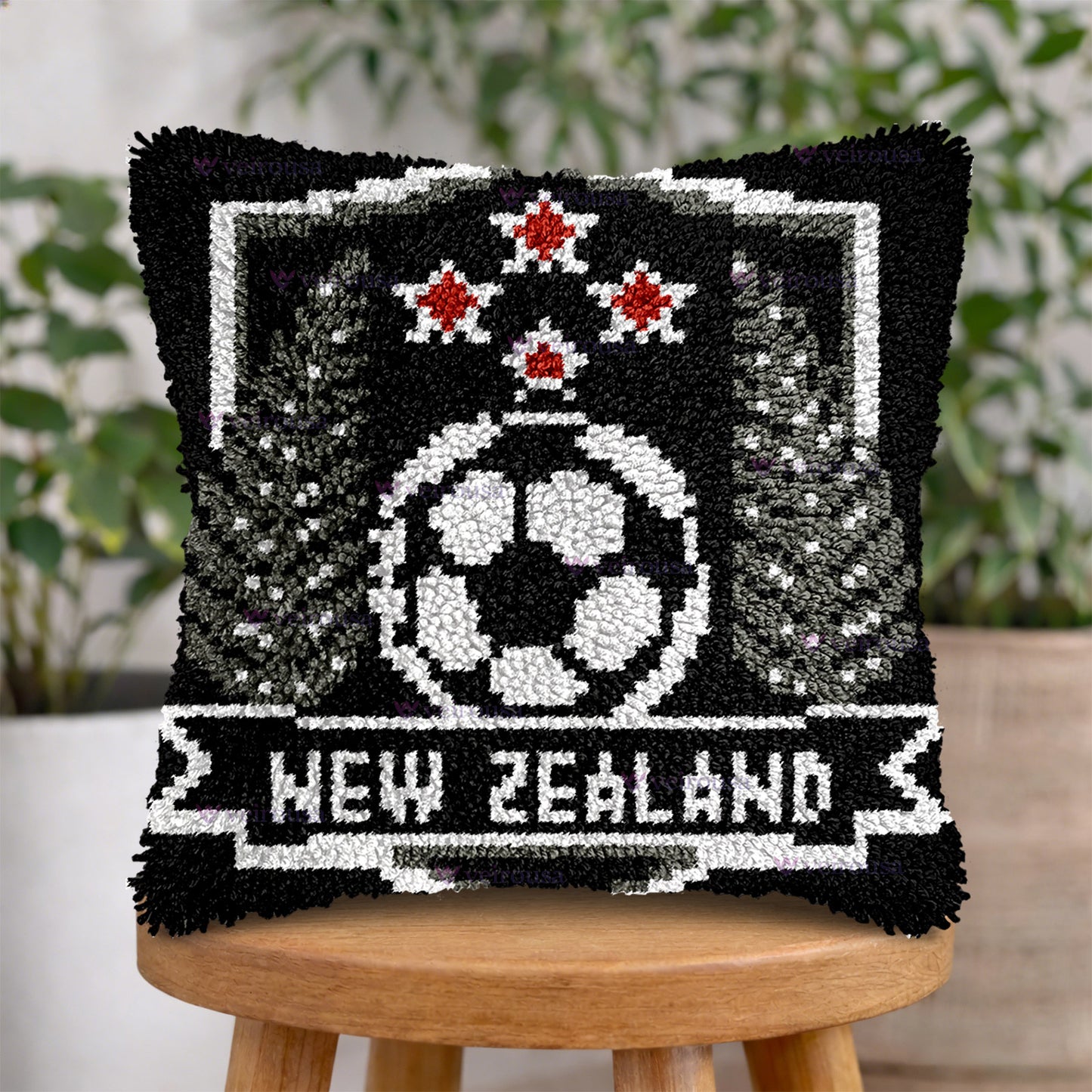 Veirousa New Zealand Soccer Team Latch Hook Pillow Kit