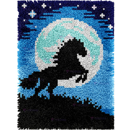 Veirousa Night Flying Horse Latch Hook Rug Kit