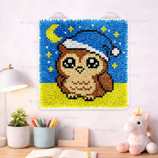 Veirousa Night Owl Latch Hook Mini Rug Kit