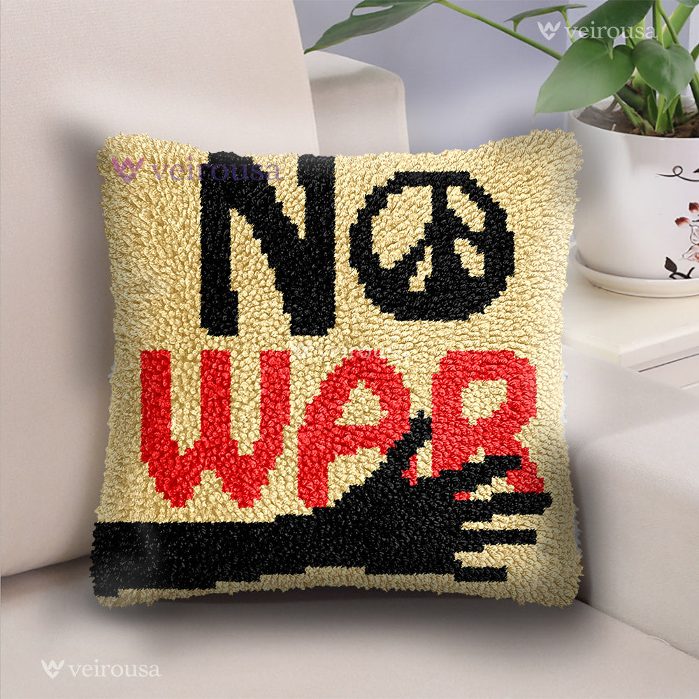 Veirousa No War Design Latch Hook Pillow Kit