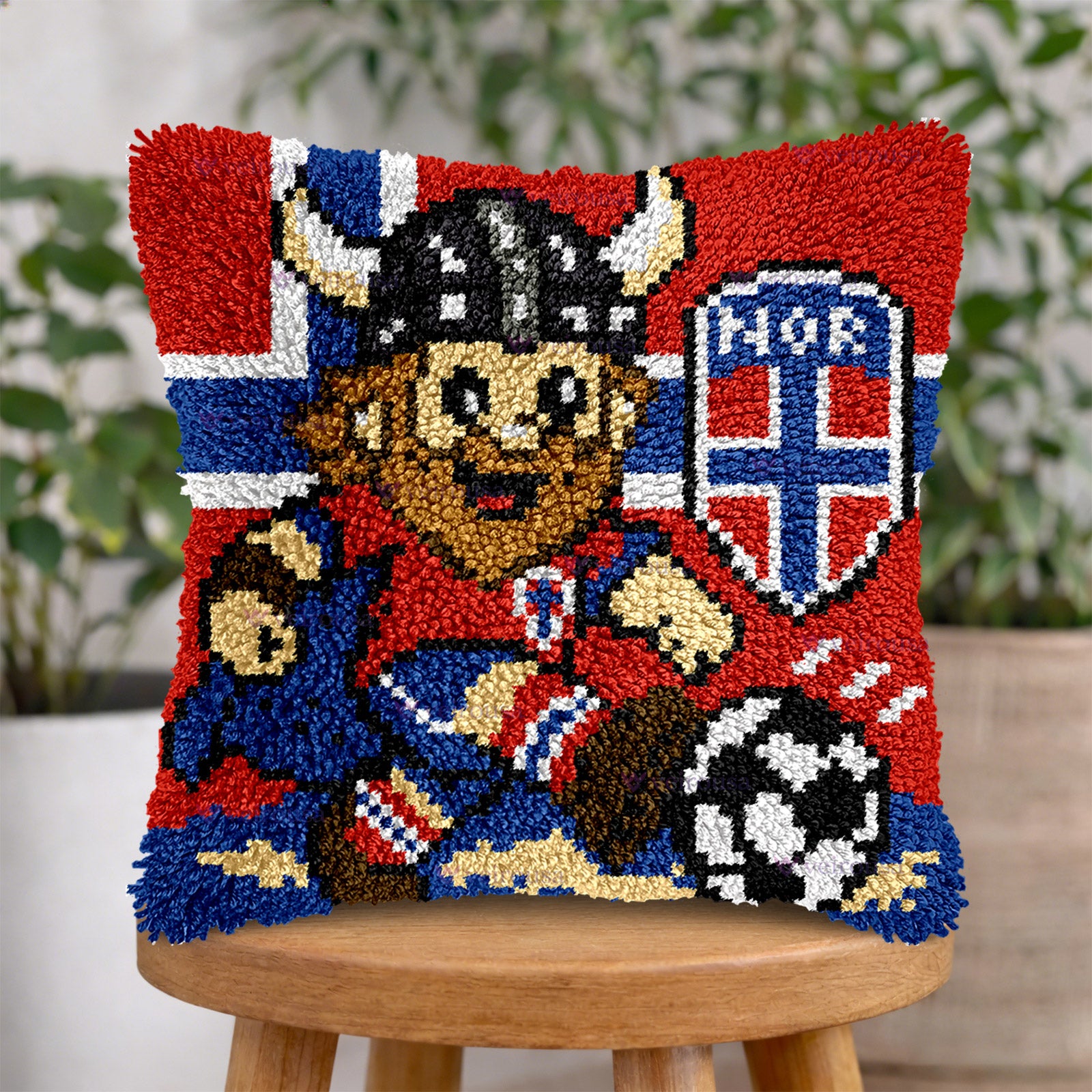 Veirousa Norway Soccer Team Latch Hook Pillow Kit