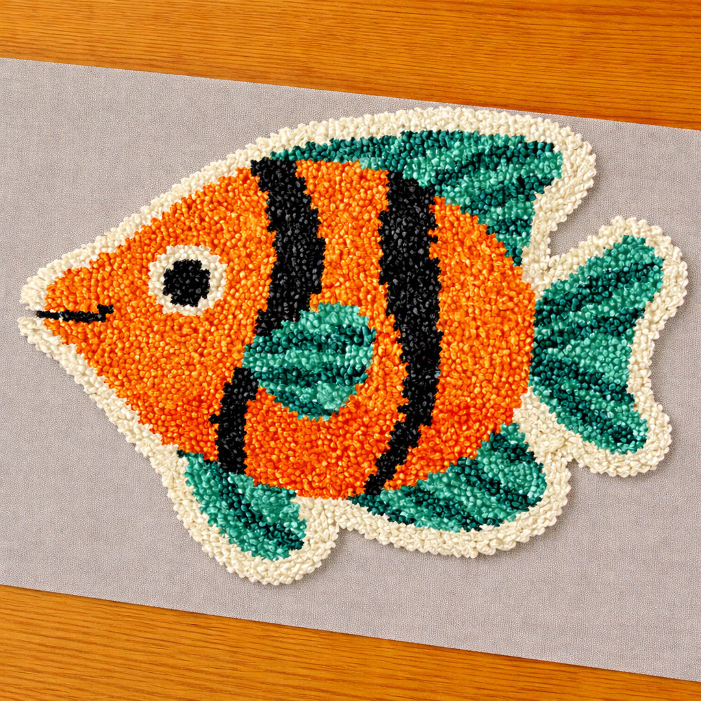 Veirousa Orange And Cyan Fish Latch Hook Rug Kit