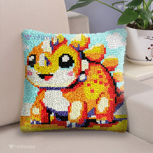 Veirousa Orange Spinosaurus Dino Latch Hook Pillow Kit