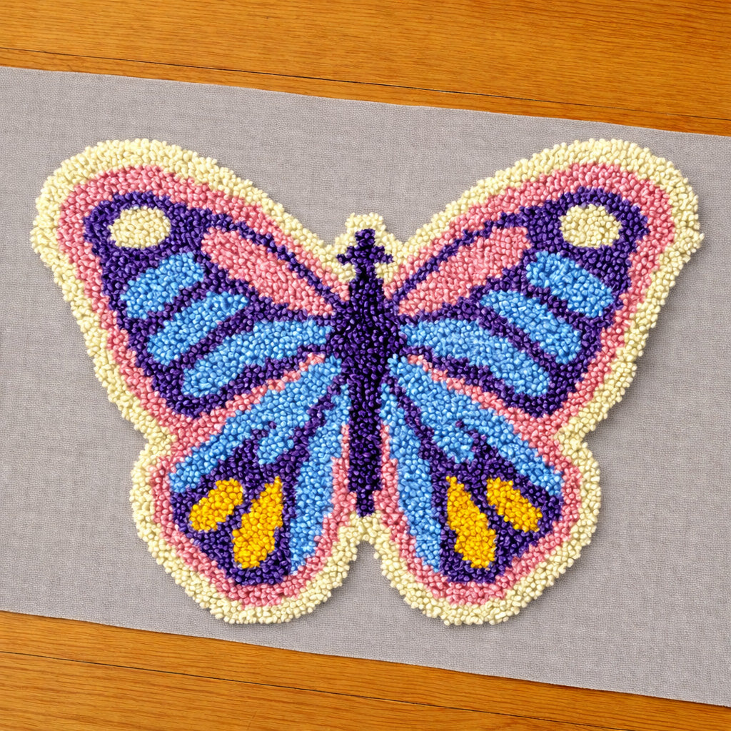Veirousa Pink And Purple Butterfly Latch Hook Rug Kit