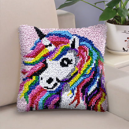 Veirousa Rainbow Unicorn Latch Hook Pillow Kit