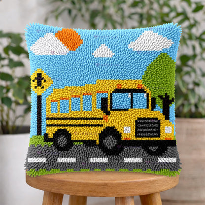 Veirousa School Bus Latch Hook Pillow Kit