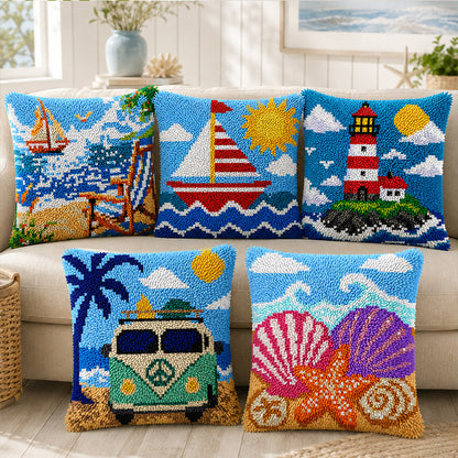 Veirousa Seaside Latch Hook Pillow Kit