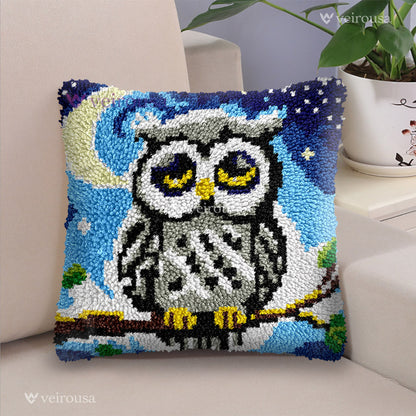 Veirousa Sleepy Owl Latch Hook Pillow Kit