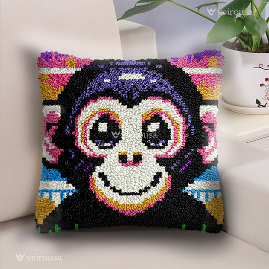 Veirousa Smiling Gorilla Latch Hook Pillow Kit