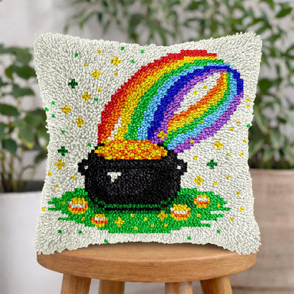 Veirousa St. Patrick’s Day Gold Coins And Rainbow Latch Hook Pillow Kit