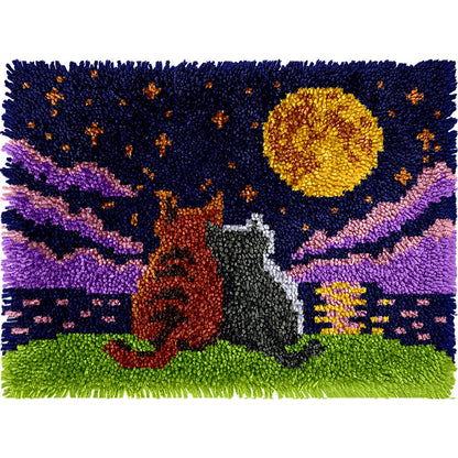 Veirousa Stargazing Cats Latch Hook Rug Kit