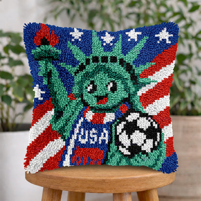 Veirousa Statue of Liberty Soccer Latch Hook Pillow Kit