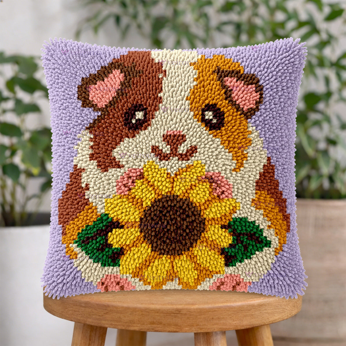 Veirousa Sunflower Guinea Pig Latch Hook Pillow Kit