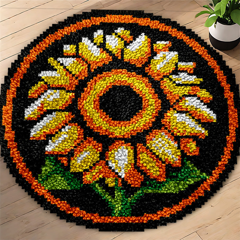Veirousa Sunflower Round Latch Hook Rug Kit