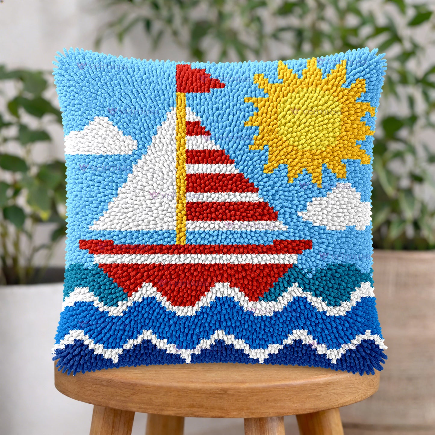 
Veirousa Sunny Sailboat Latch Hook Pillow Kit