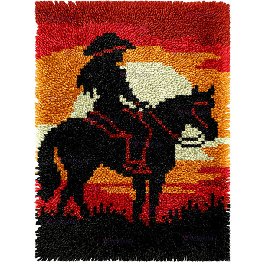 Veirousa Sunset Cowgirl Latch Hook Rug Kit
