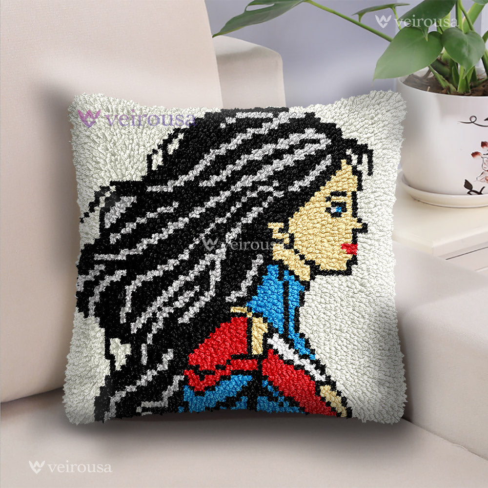 Veirousa Super Mom Design Latch Hook Pillow Kit