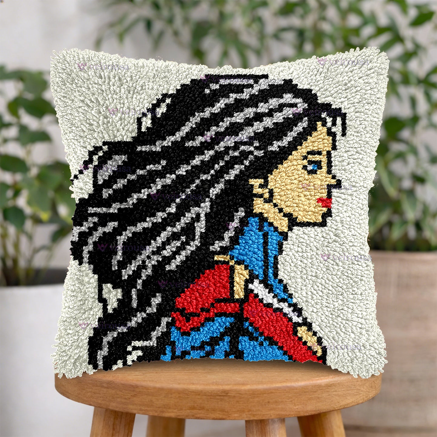 Veirousa Super Mom Design Latch Hook Pillow Kit