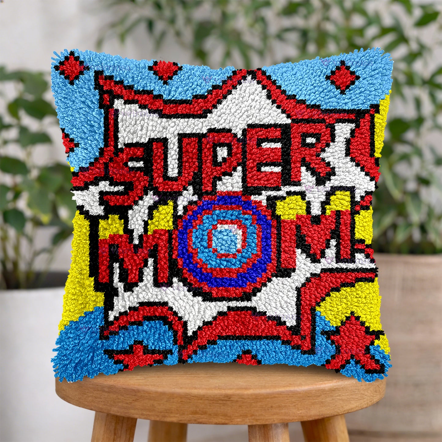 Veirousa Super Mom Doodle Latch Hook Pillow Kit