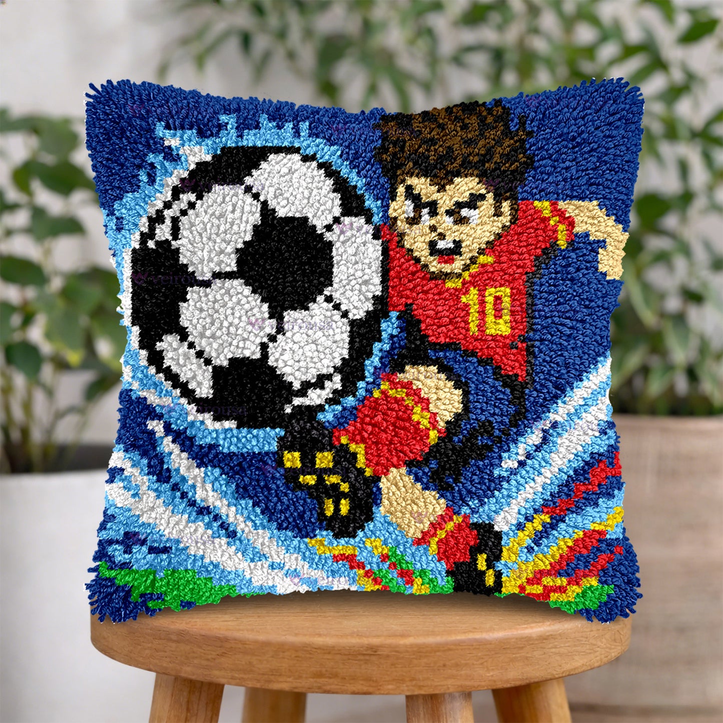 Veirousa Super Striker Soccer Latch Hook Pillow Kit