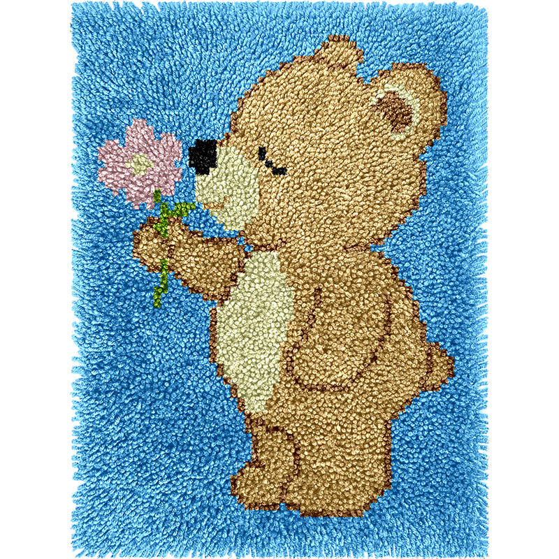 Veirousa Sweet Bear with Flower Latch Hook Rug Kit