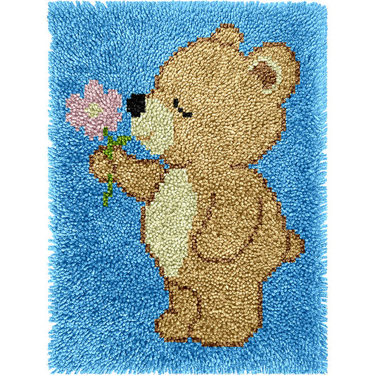 Veirousa Sweet Bear with Flower Latch Hook Rug Kit