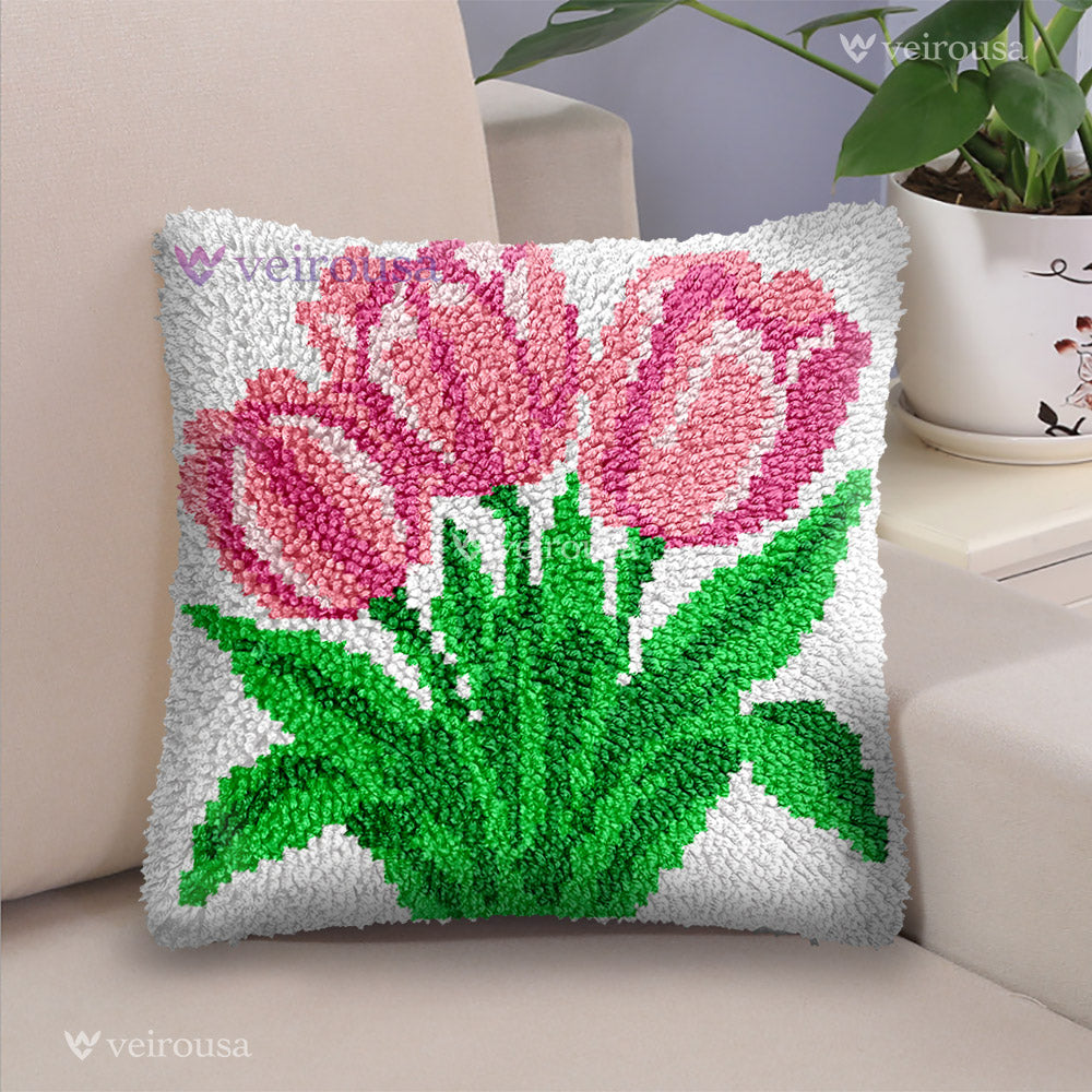 Veirousa Three Tulips Latch Hook Pillow Kit