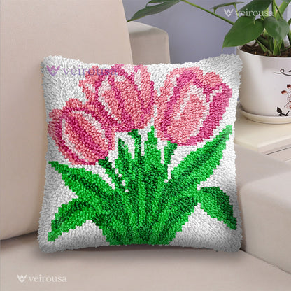 Veirousa Three Tulips Latch Hook Pillow Kit