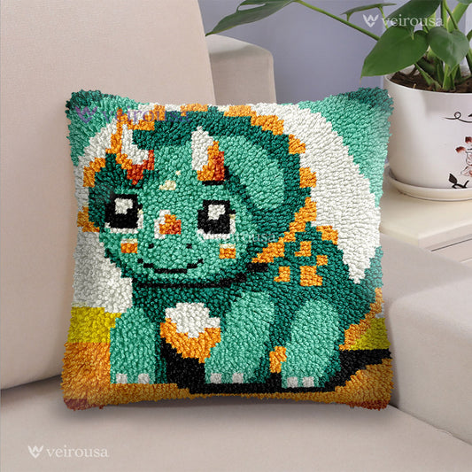 Veirousa Triceratops Dino Latch Hook Pillow Kit
