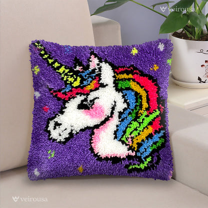 Veirousa Unicorn Princess Latch Hook Pillow Kit