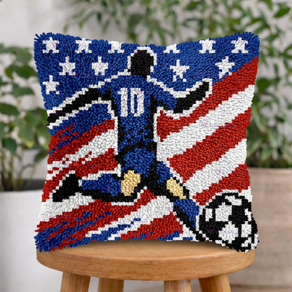 Veirousa USA No.10 Soccer Star Latch Hook Pillow Kit