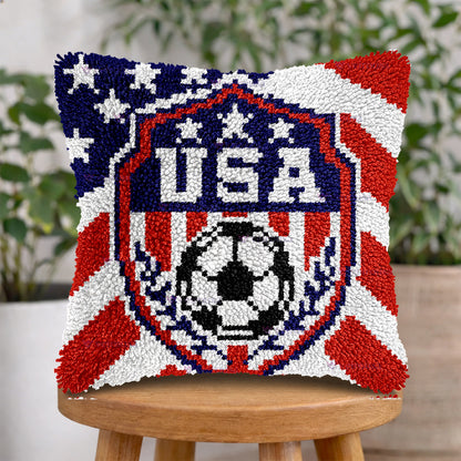Veirousa USA Soccer Team Latch Hook Pillow Kit