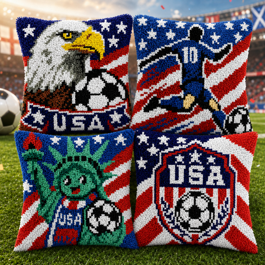 Veirousa USA Soccer Team Latch Hook Pillow Kit