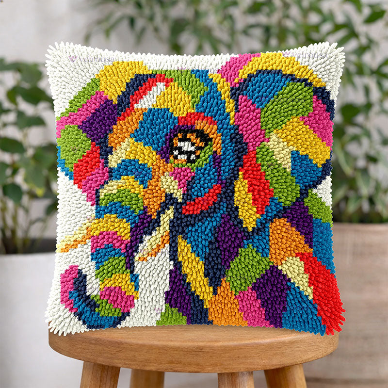 Veirousa Vibrant Elephant Latch Hook Pillow Kit