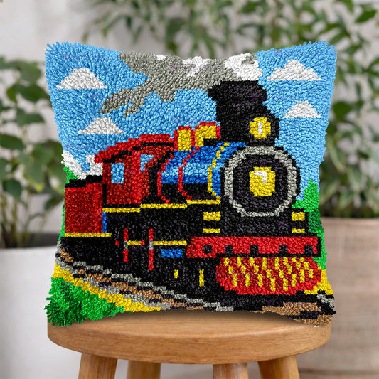 Veirousa Vintage Train Latch Hook Pillow Kit