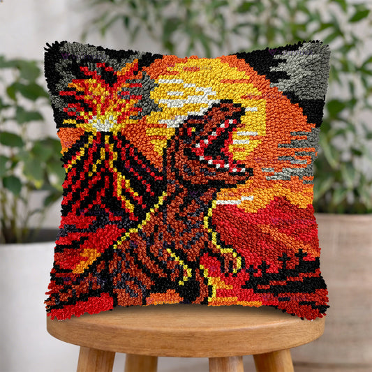 Veirousa Volcano Roaring Rex Latch Hook Pillow Kit