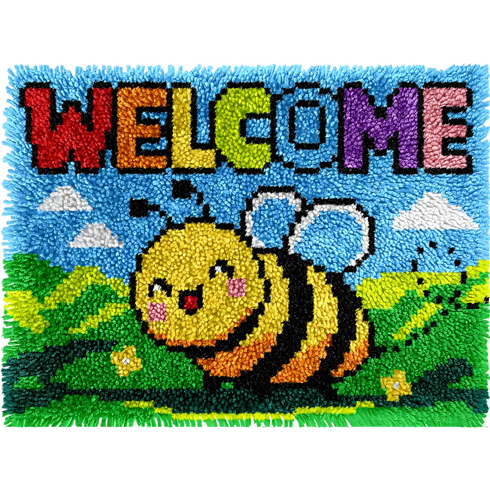 Welcome Bee Latch Hook Rug Kit
