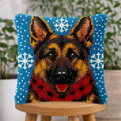 Veirousa Winter German Shepherd Latch Hook Pillow Kit