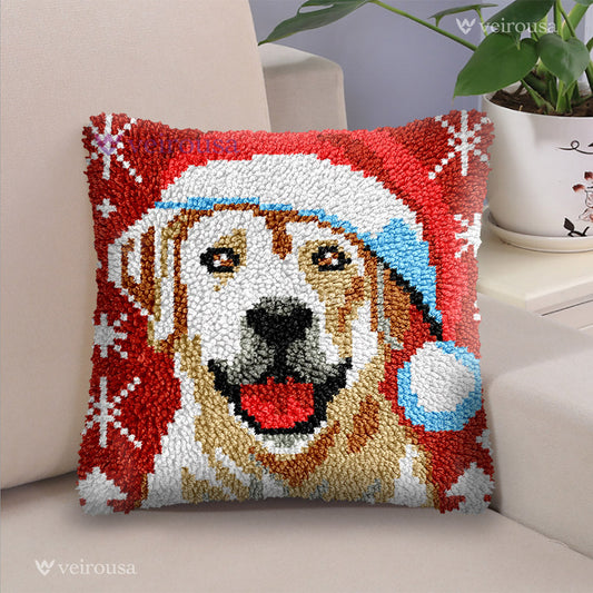 Veirousa Xmas Labrador Dog Latch Hook Pillow Kit