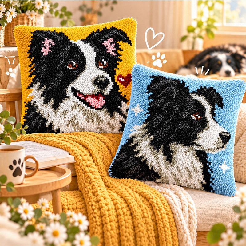 Veirousa Border Collie Latch Hook Pillow Kit