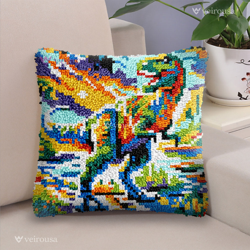 Veirousa Howling Dinosaur Latch Hook Pillow Kit