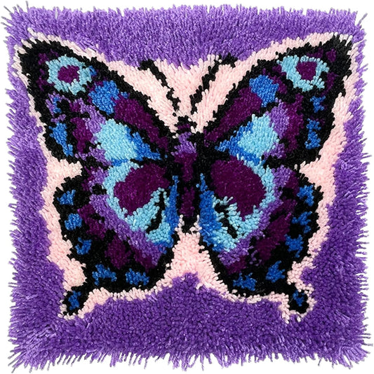 Kit de cierre de gancho para funda de almohada con mariposa morada para adultos, principiantes y niños