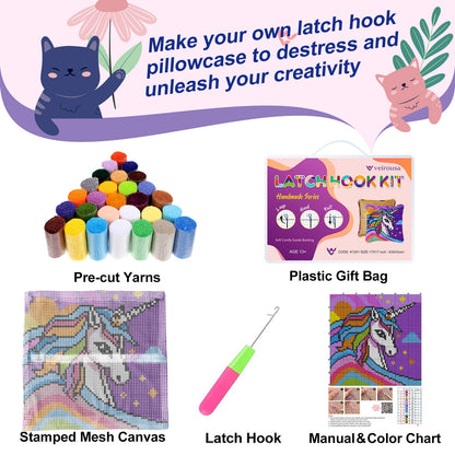 Unicorn Prince Latch Hook Pillow Kit
